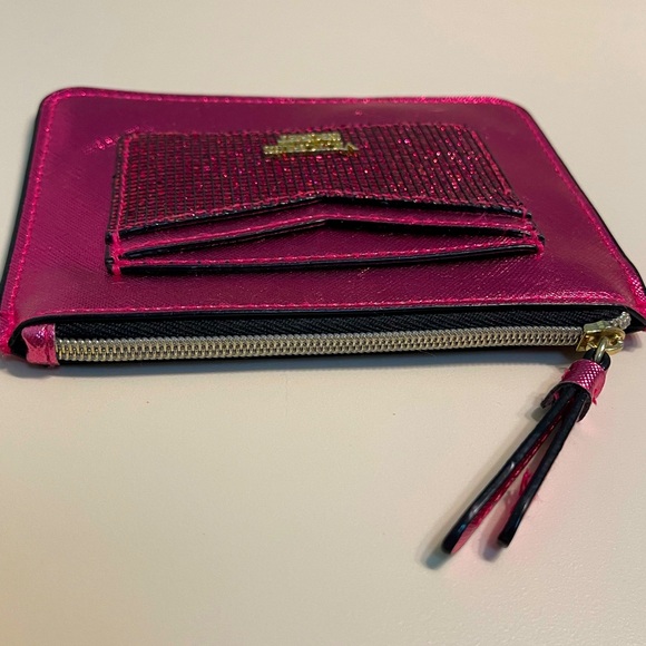 Victoria’s Secret Card Holder Wallet in Fuchsia Magenta With Pink Crystals Bling - Picture 4 of 8